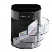 透明笔筒办公商务塑料创意收纳三层多功能笔筒可爱小物件收纳笔筒 三层 黑色