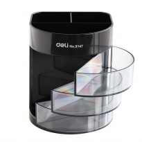 透明笔筒办公商务塑料创意收纳三层多功能笔筒可爱小物件收纳笔筒 三层 黑色